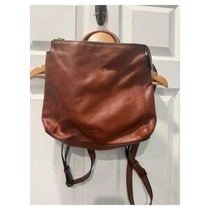 Fossil Parker Brown Leather Convertible Backpack Purse Handbag Travel Bag EUC